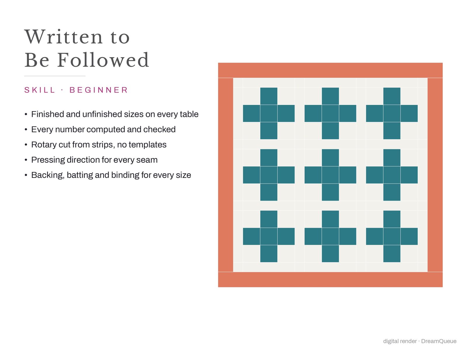 What makes the Modern Plus quilt pattern easy to follow, beside the finished quilt