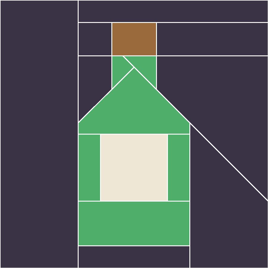 Potion Bottle Quilt Block Pattern with every seam line shown