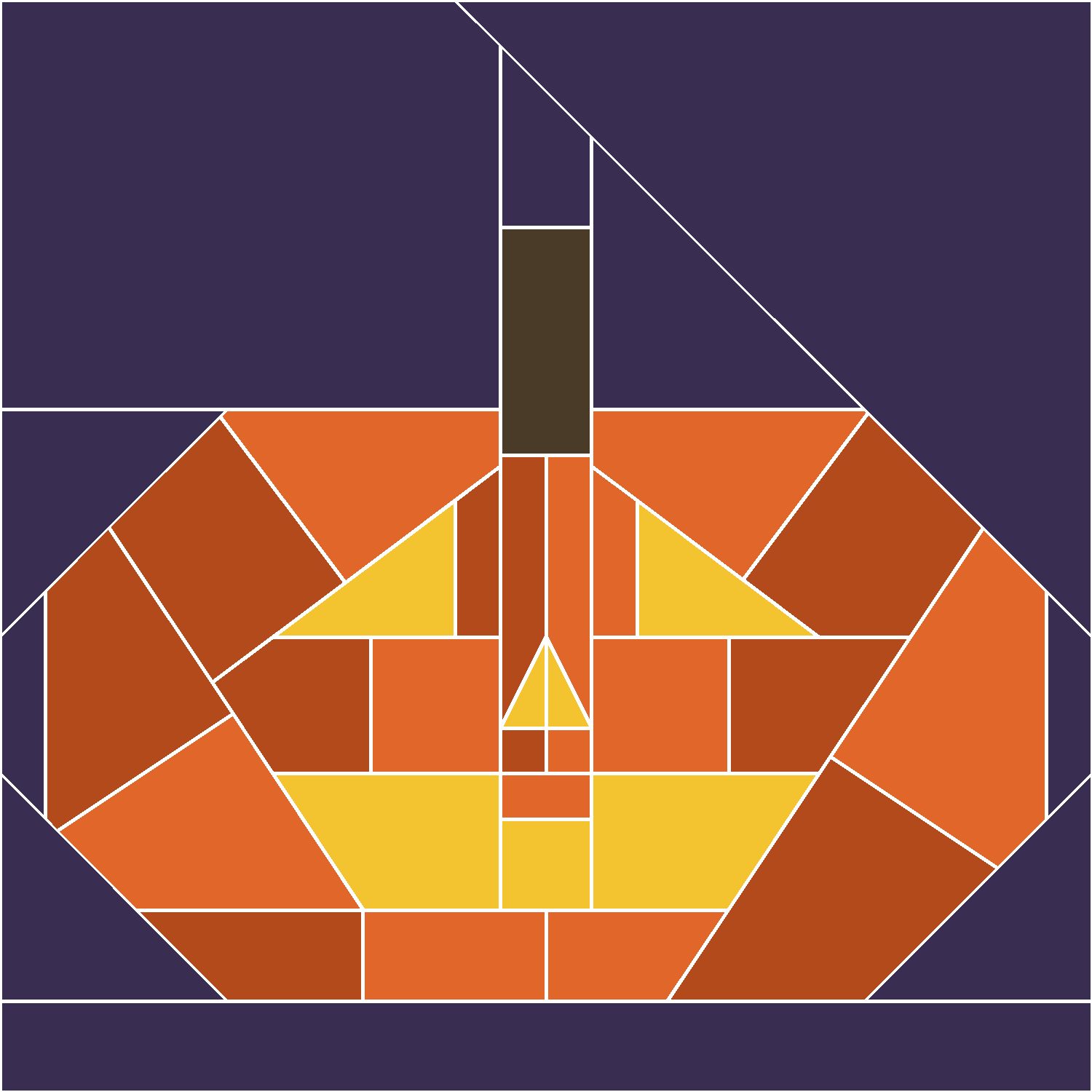 Jack-o'-Lantern Quilt Block Pattern, Advanced cut