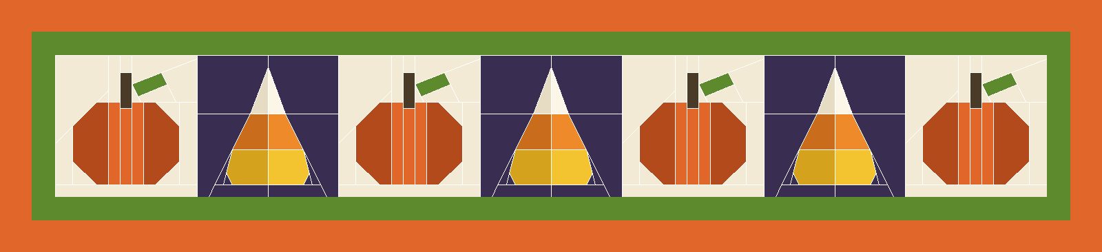 Pumpkin Patch Table Runner Pattern: the finished piece