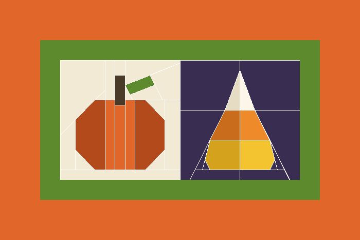 Pumpkin Patch Table Runner Pattern: Center Mat · 2 × 1 blocks · 27 × 18 in