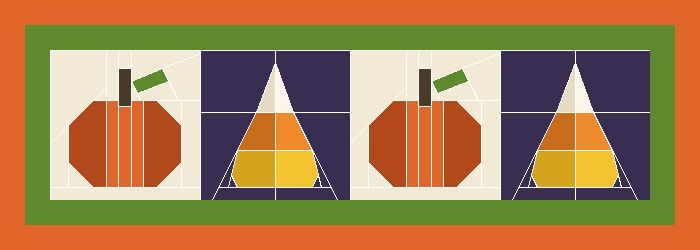 Pumpkin Patch Table Runner Pattern: 4-Seat Table · 4 × 1 blocks · 42 × 15 in