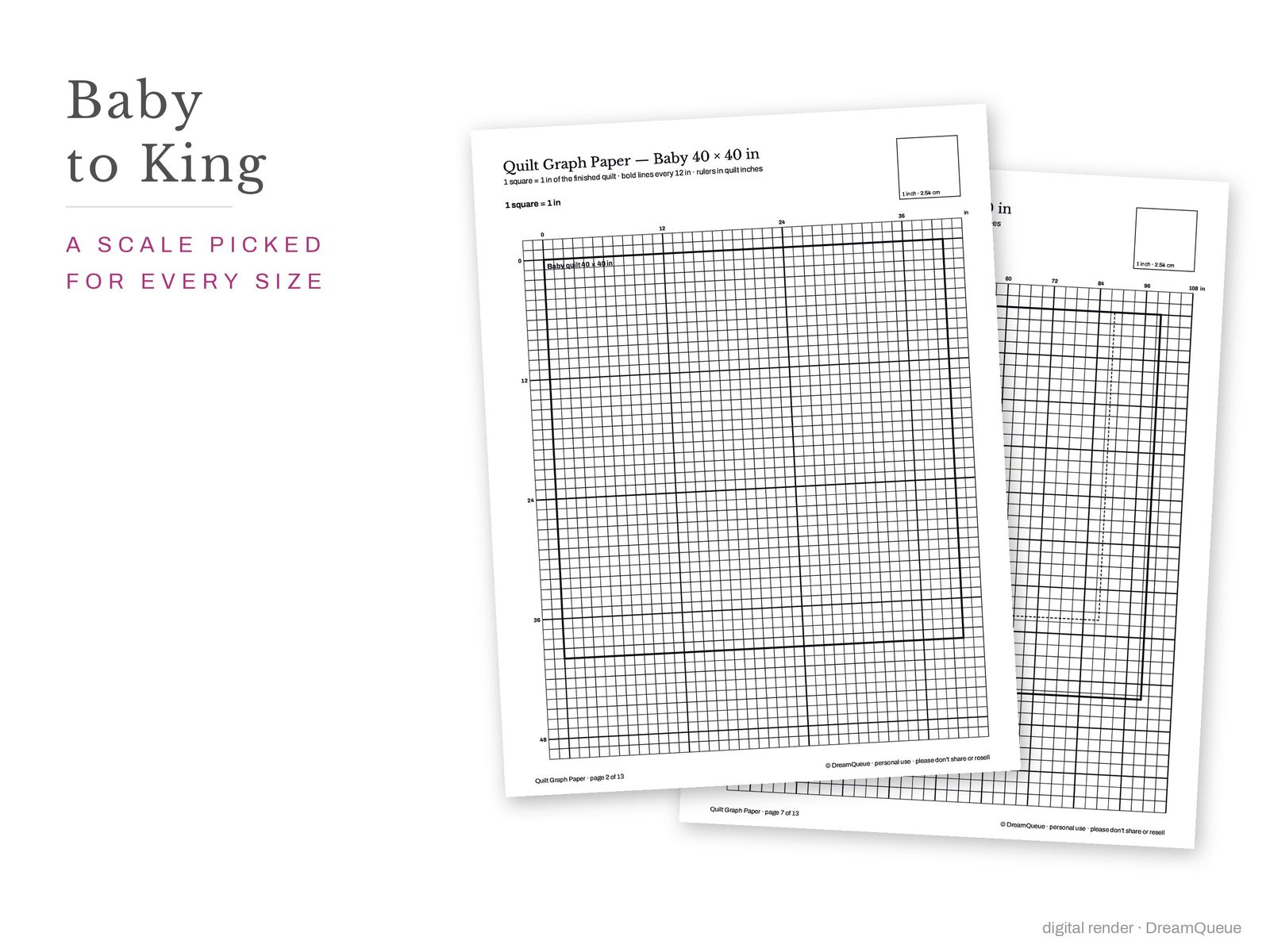 King quilt on a 1 square = 3 inch grid