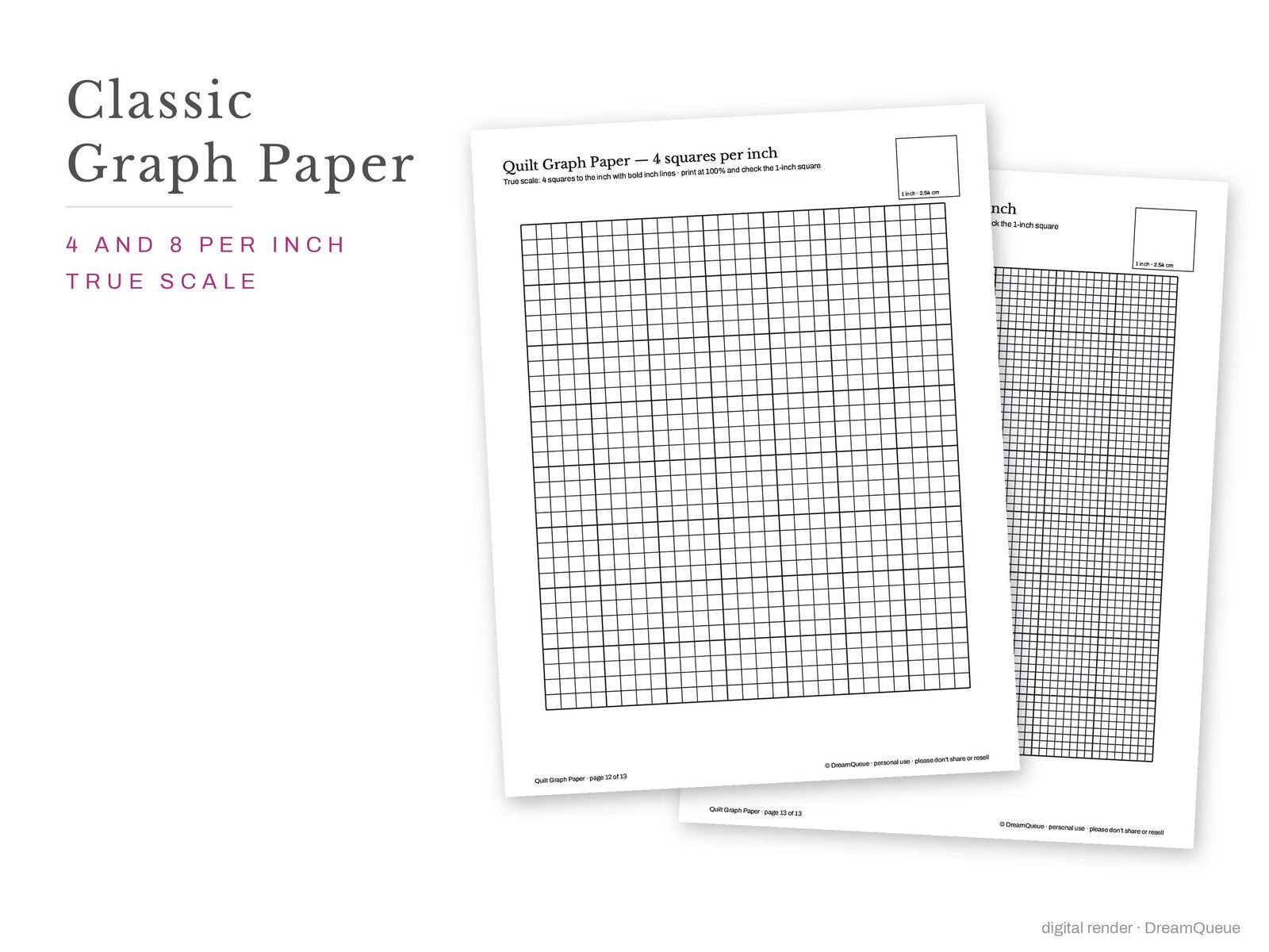 Classic quilter's graph paper at 8 squares per inch