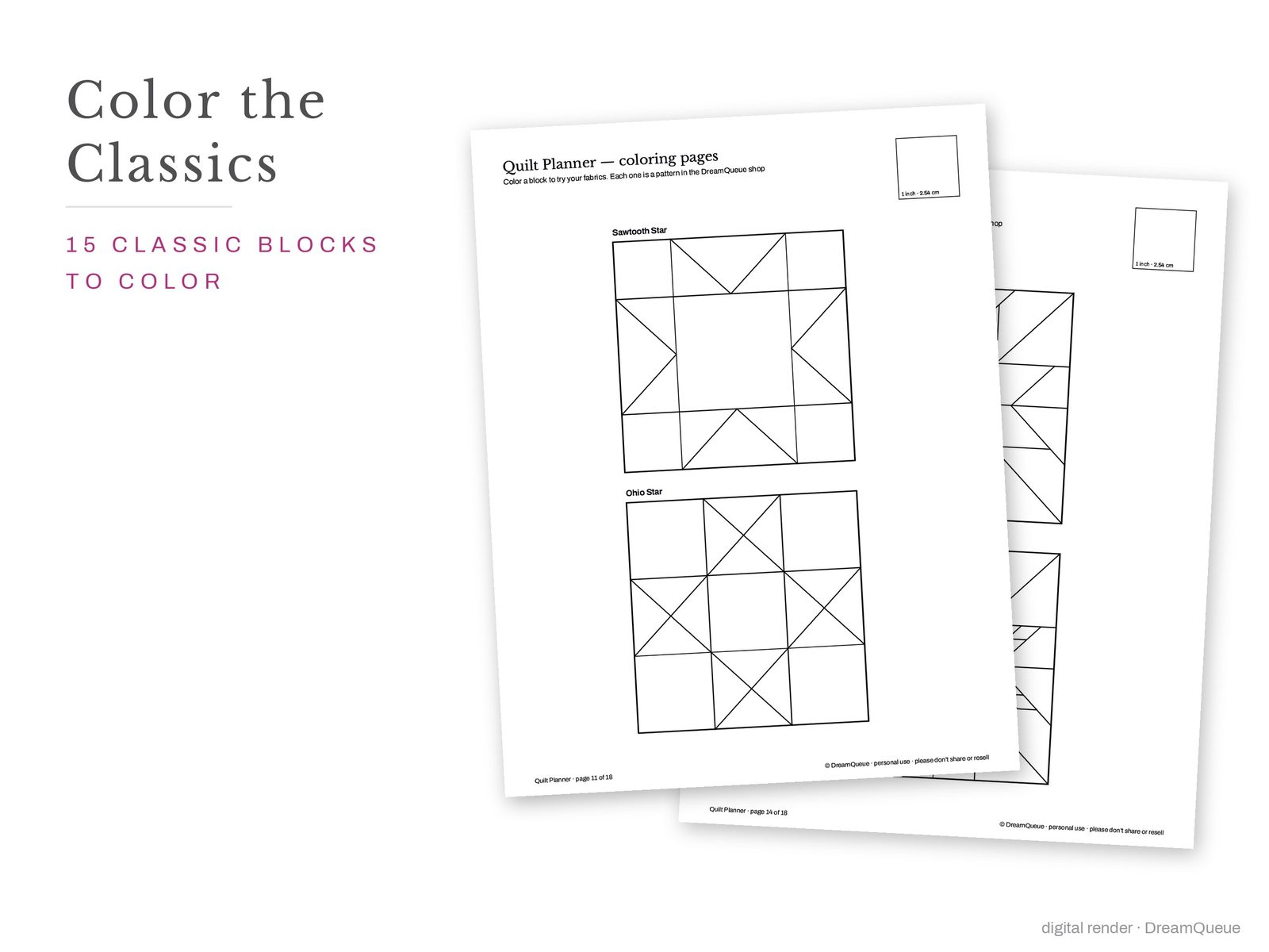 Classic quilt block coloring pages