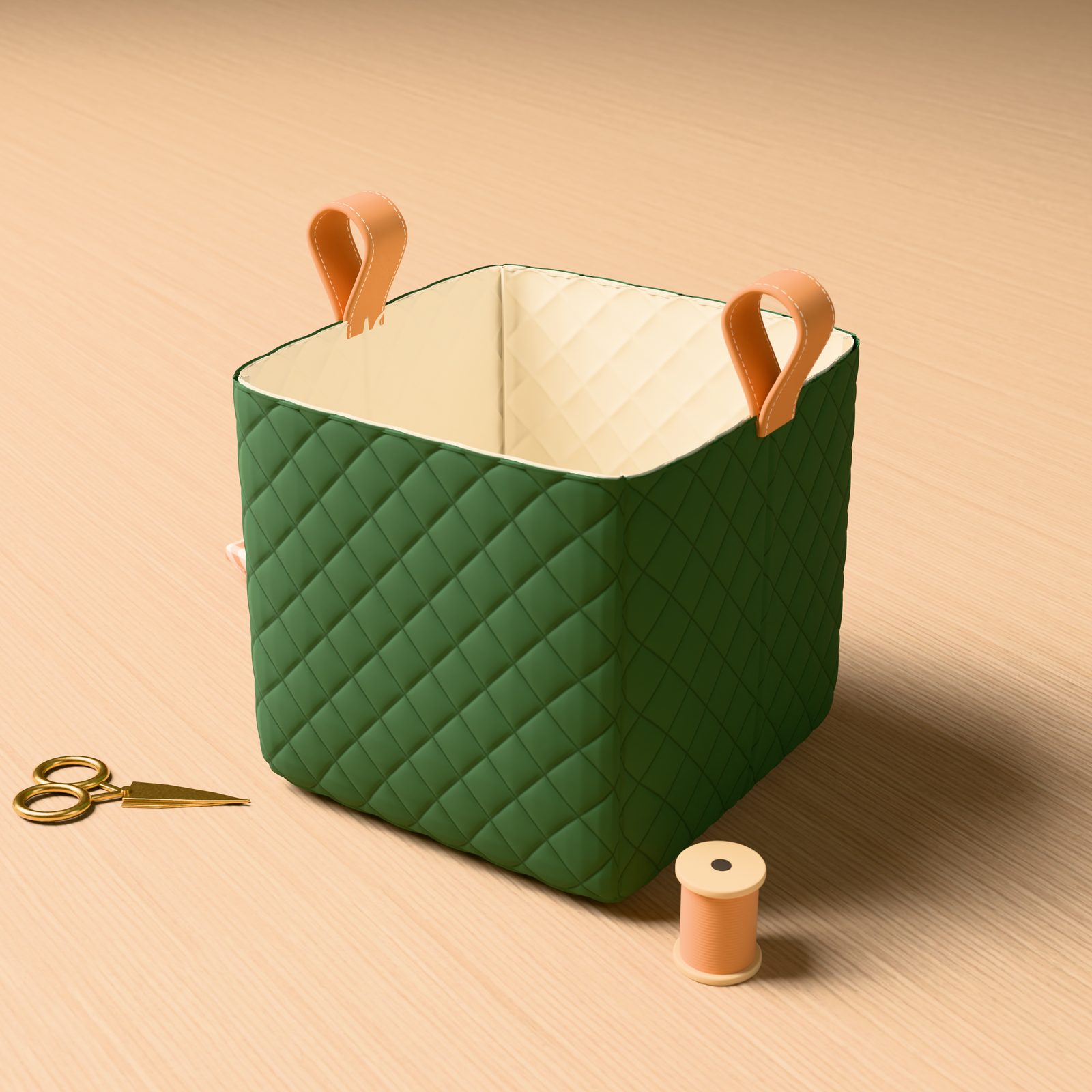 Quilted Fabric Basket Sewing Pattern: the finished piece