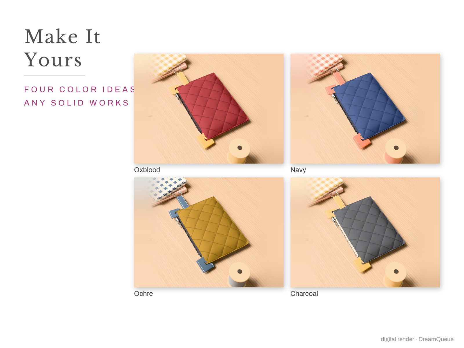 Make it yours: the Quilted Mini Pouch in four more colorways