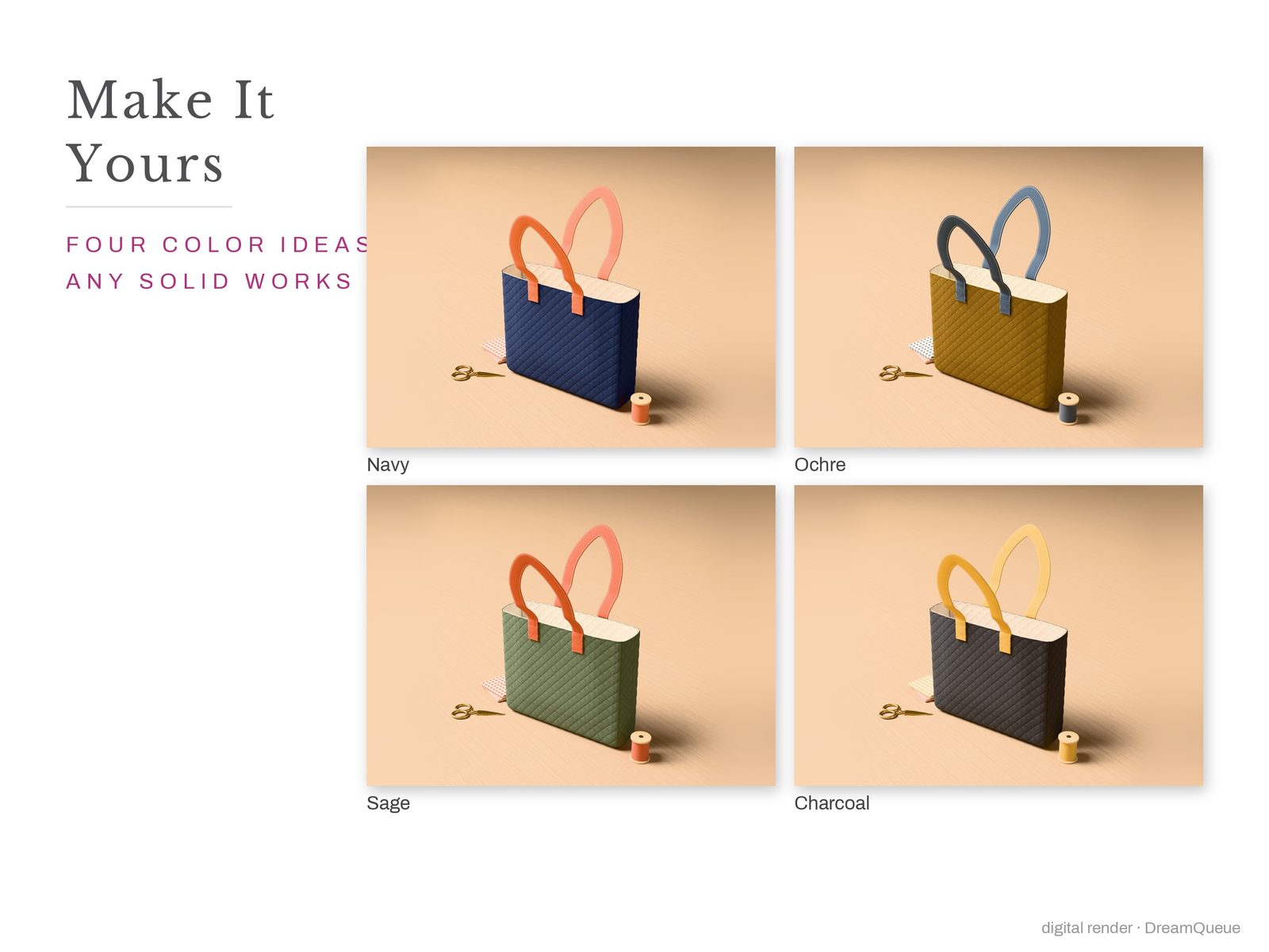 Make it yours: the Quilted Tote Bag in four more colorways