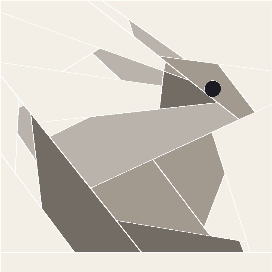 Rabbit Quilt Block Pattern with every seam line shown