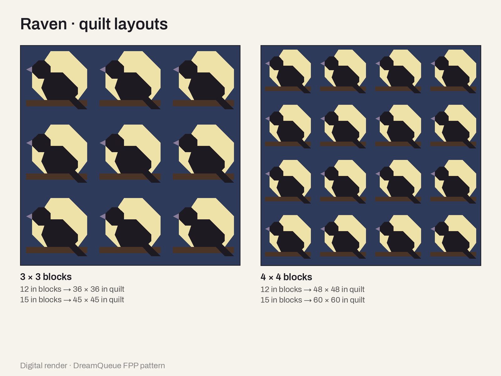Raven Quilt Block Pattern: Quilt layout ideas