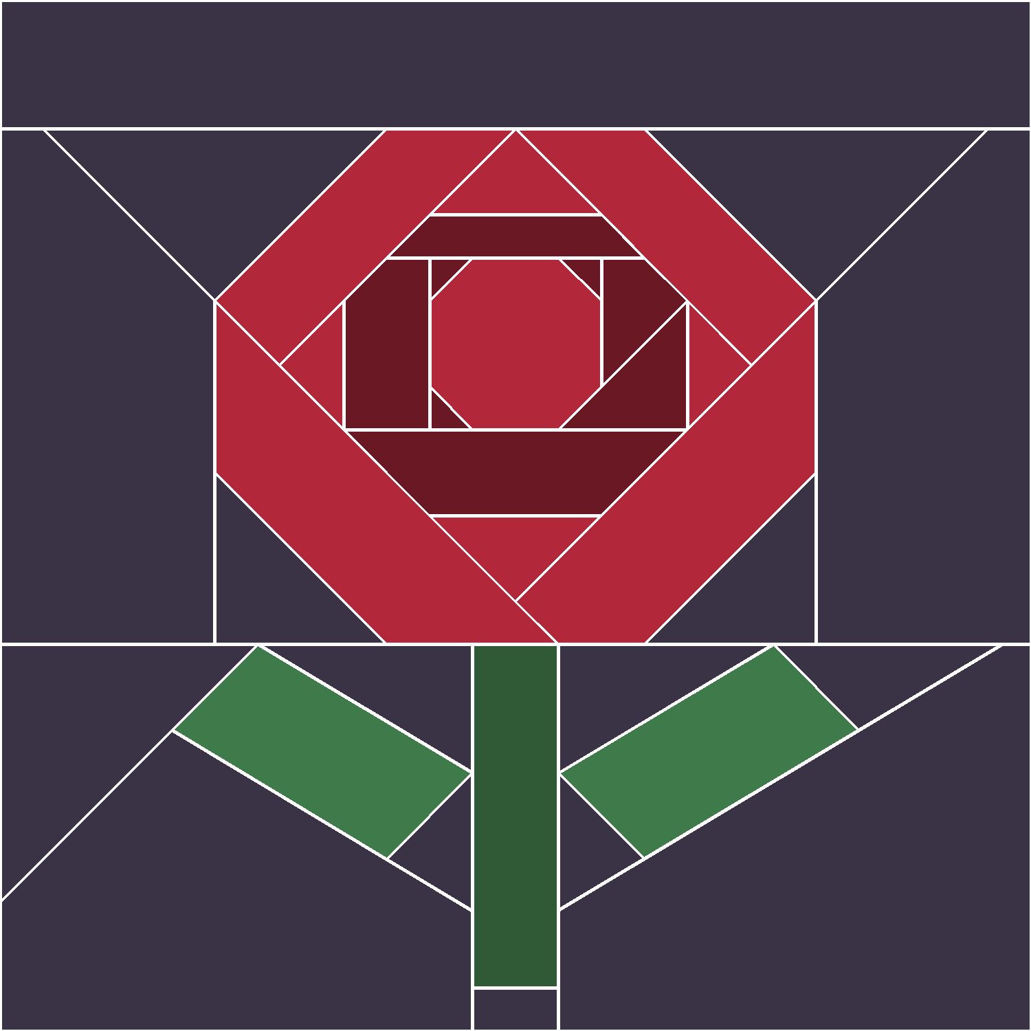 Rose Quilt Block Pattern: the finished piece