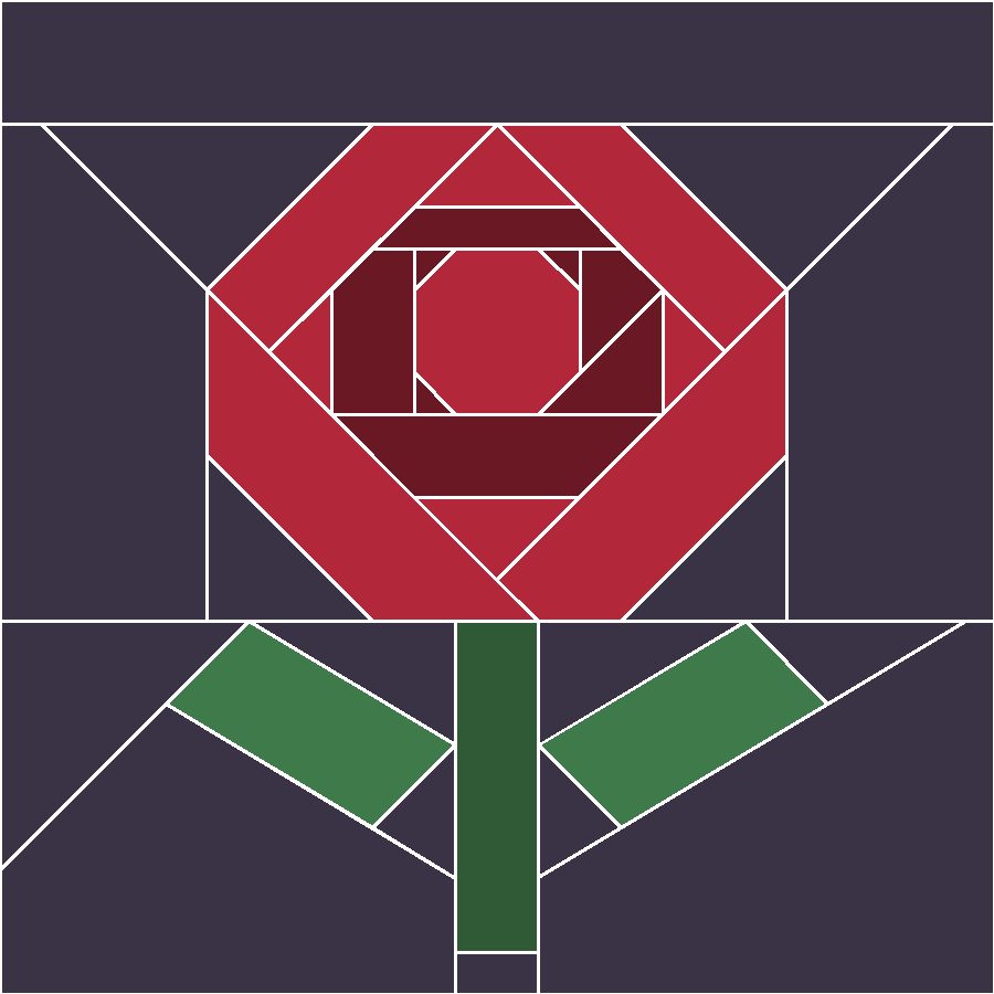 Rose Quilt Block Pattern with every seam line shown