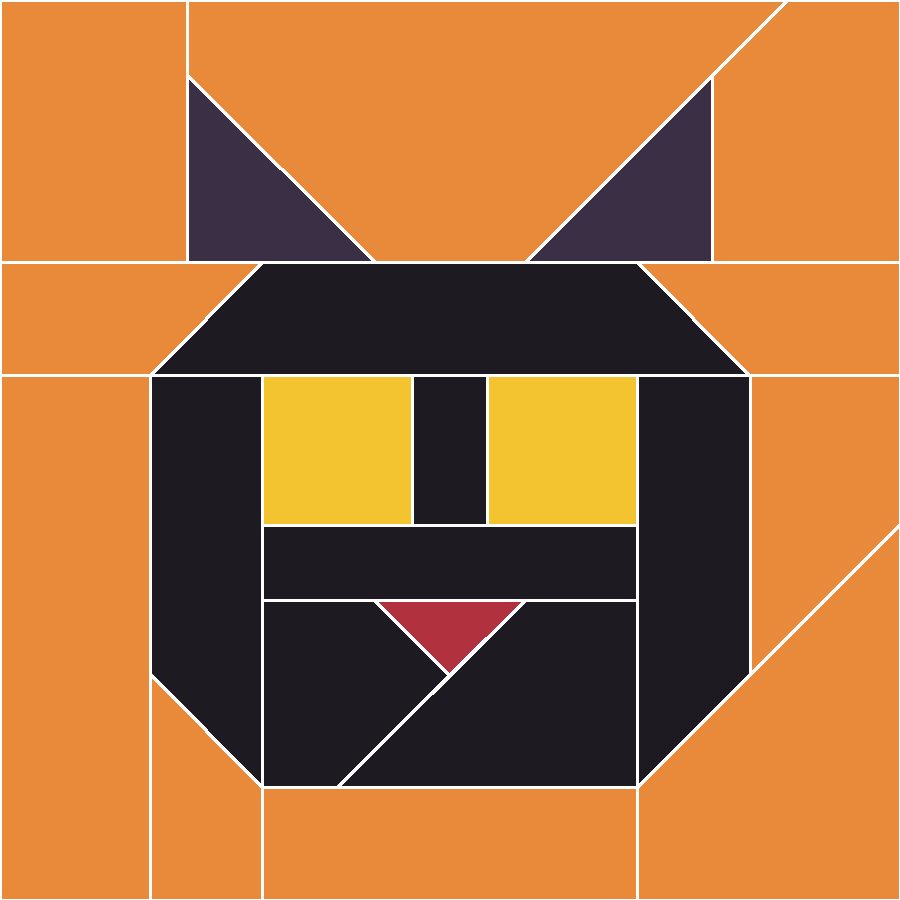 Scaredy Cat Quilt Block Pattern with every seam line shown