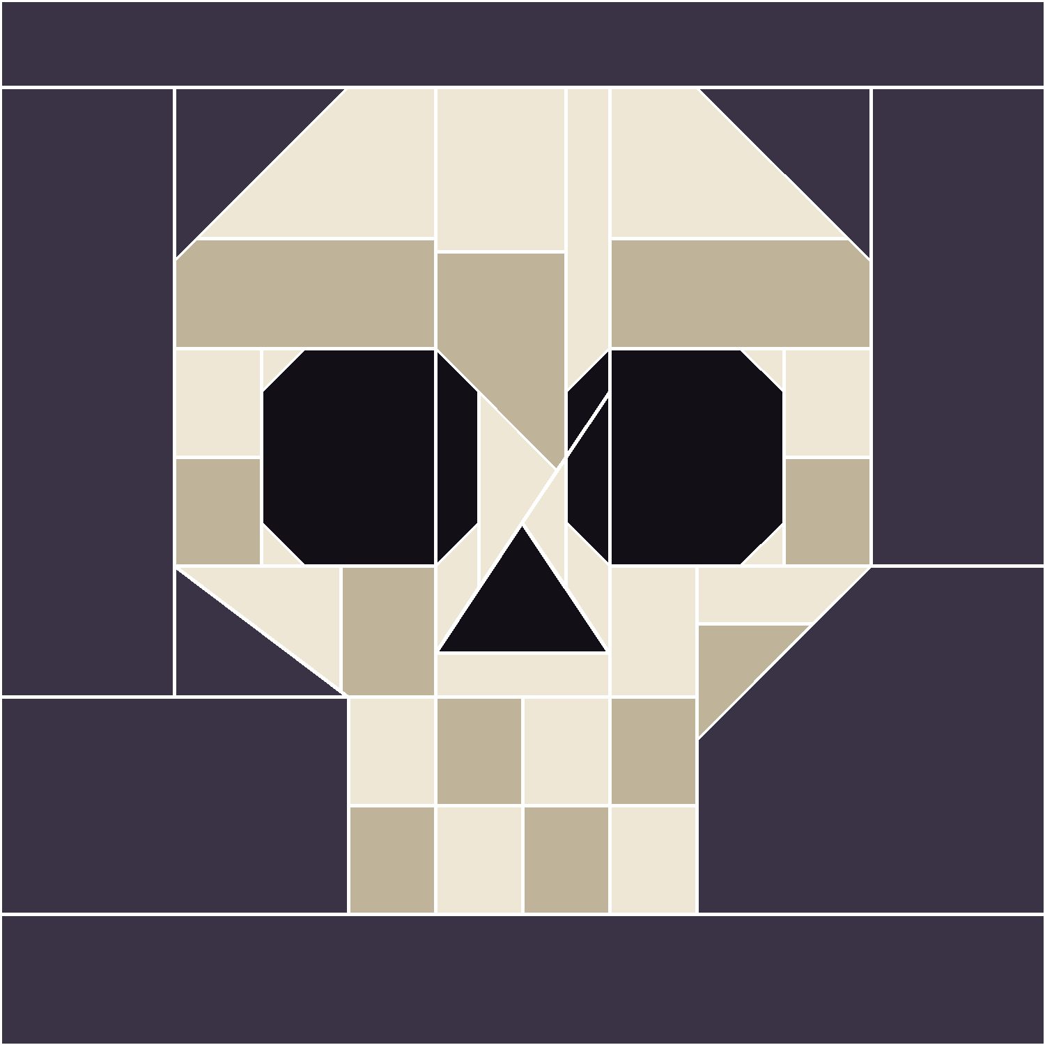 Skull Quilt Block Pattern, Advanced cut
