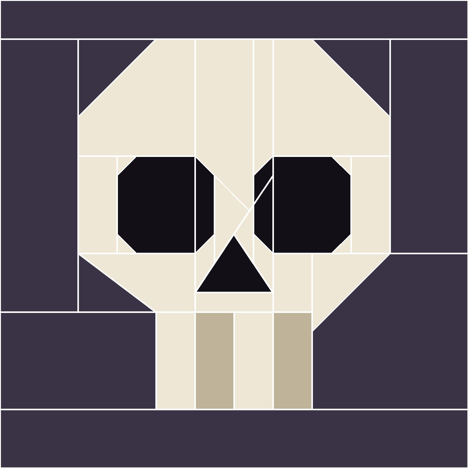 Skull Quilt Block Pattern: the finished piece
