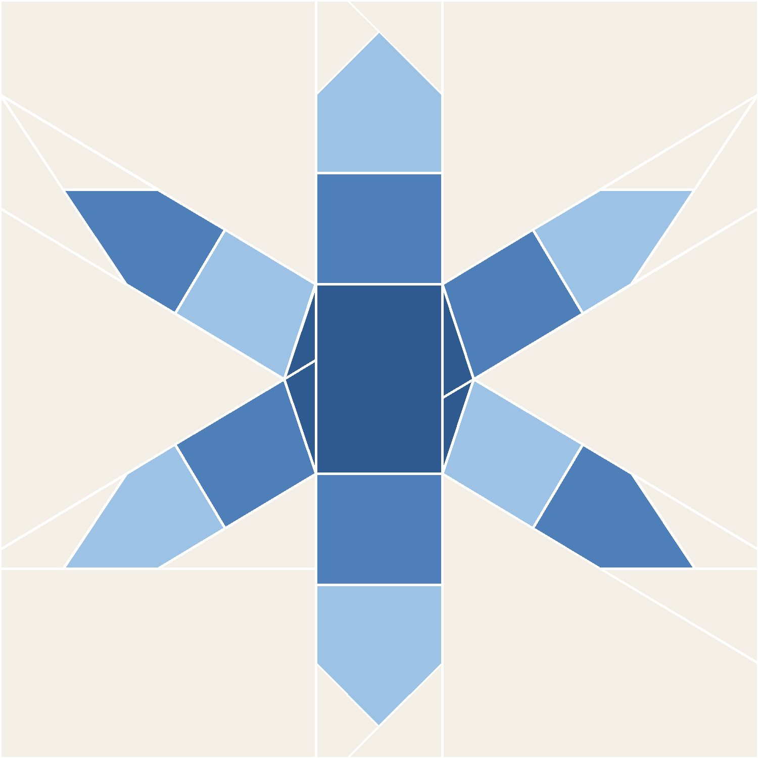 Hexagon Snowflake Quilt Block Pattern, Advanced cut