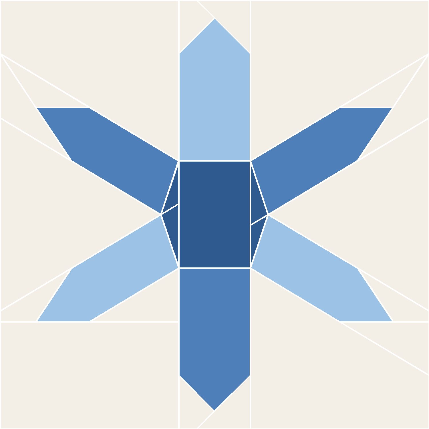 Hexagon Snowflake Quilt Block Pattern: the finished piece
