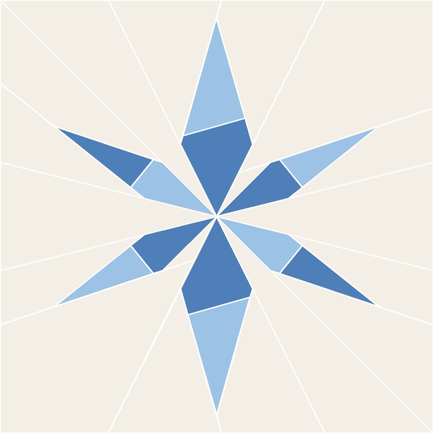 Snowflake Quilt Block Pattern, Advanced cut