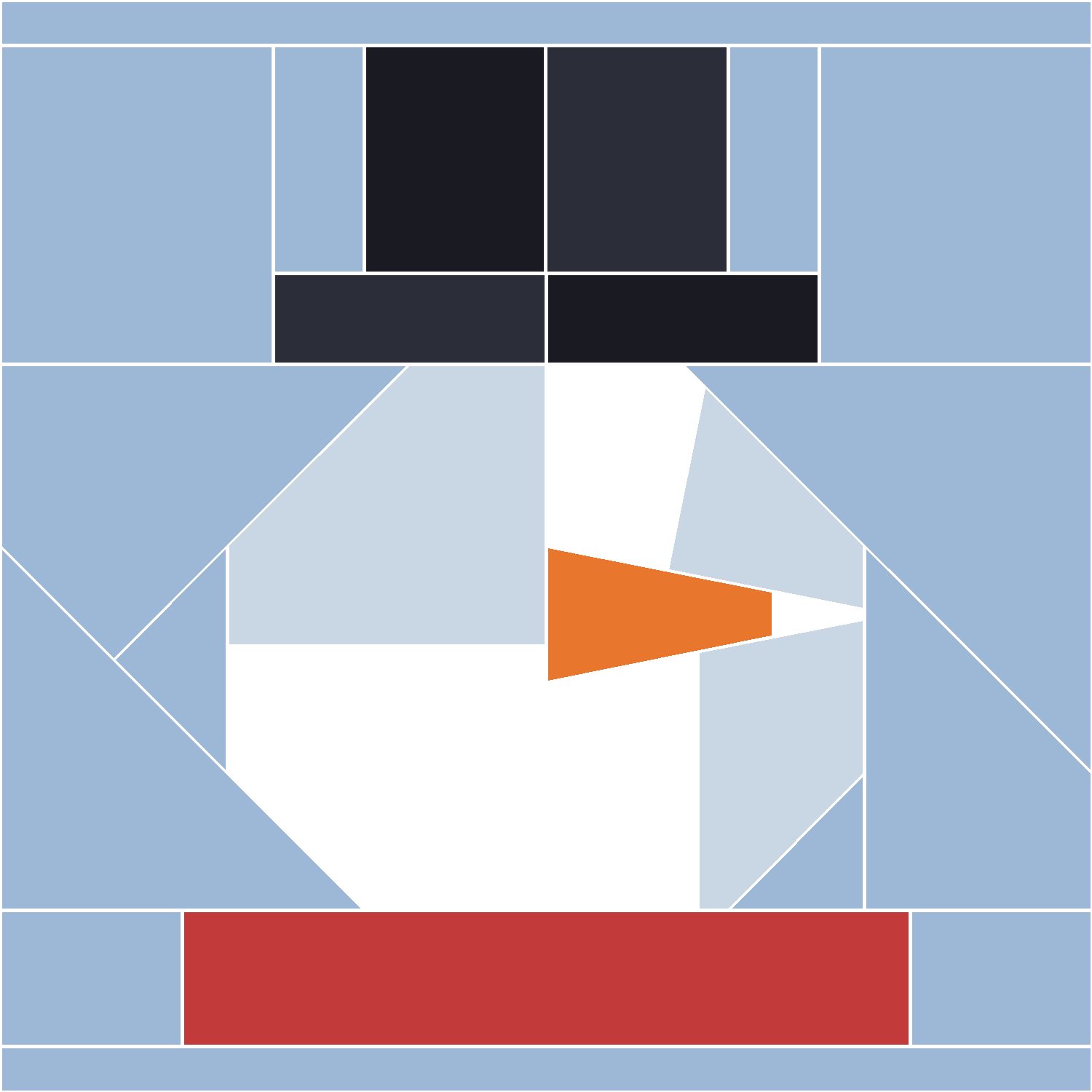 Snowman Quilt Block Pattern, Advanced cut
