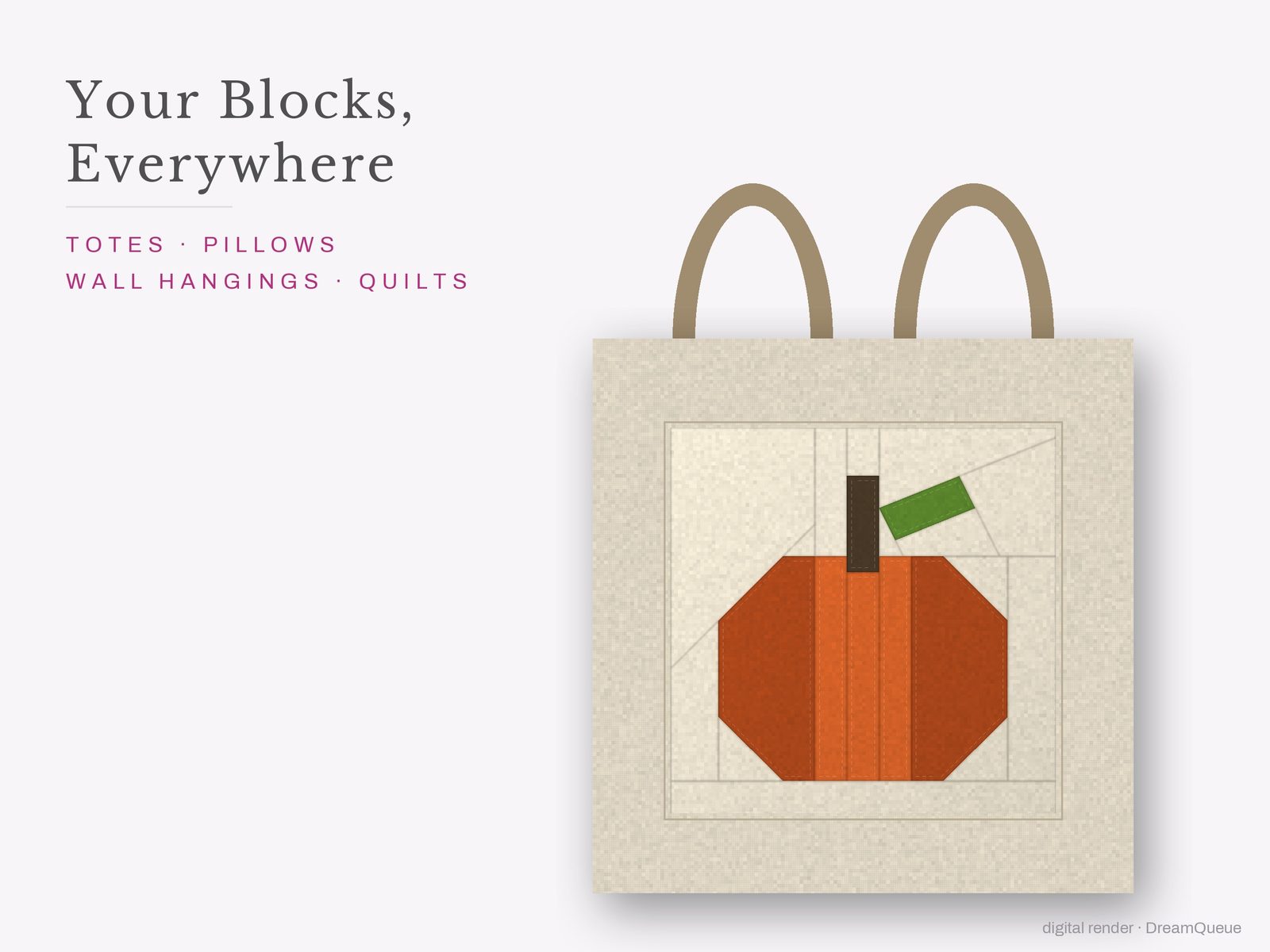 The Spooky Season bundle of 16 quilt blocks sewn into a tote bag, one idea for totes, pillows, wall hangings and quilts