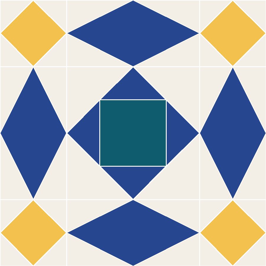 Storm at Sea Quilt Block Pattern with every seam line shown