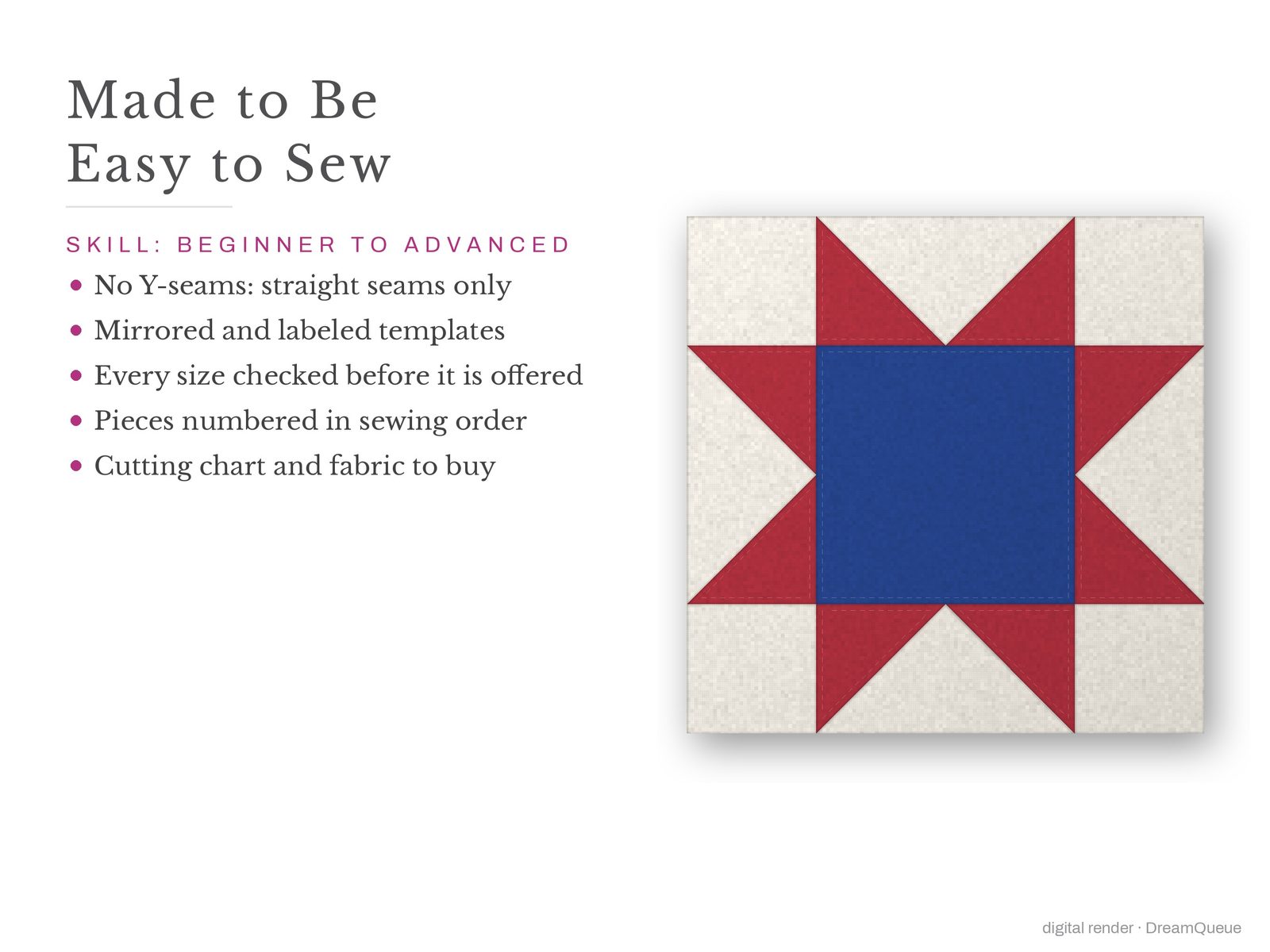 Traditional Quilt Block Bundle: Skill level beginner to advanced: no Y-seams, mirrored and labeled templates, every size checked, pieces numbered in sewing order, cutting chart and fabric to buy