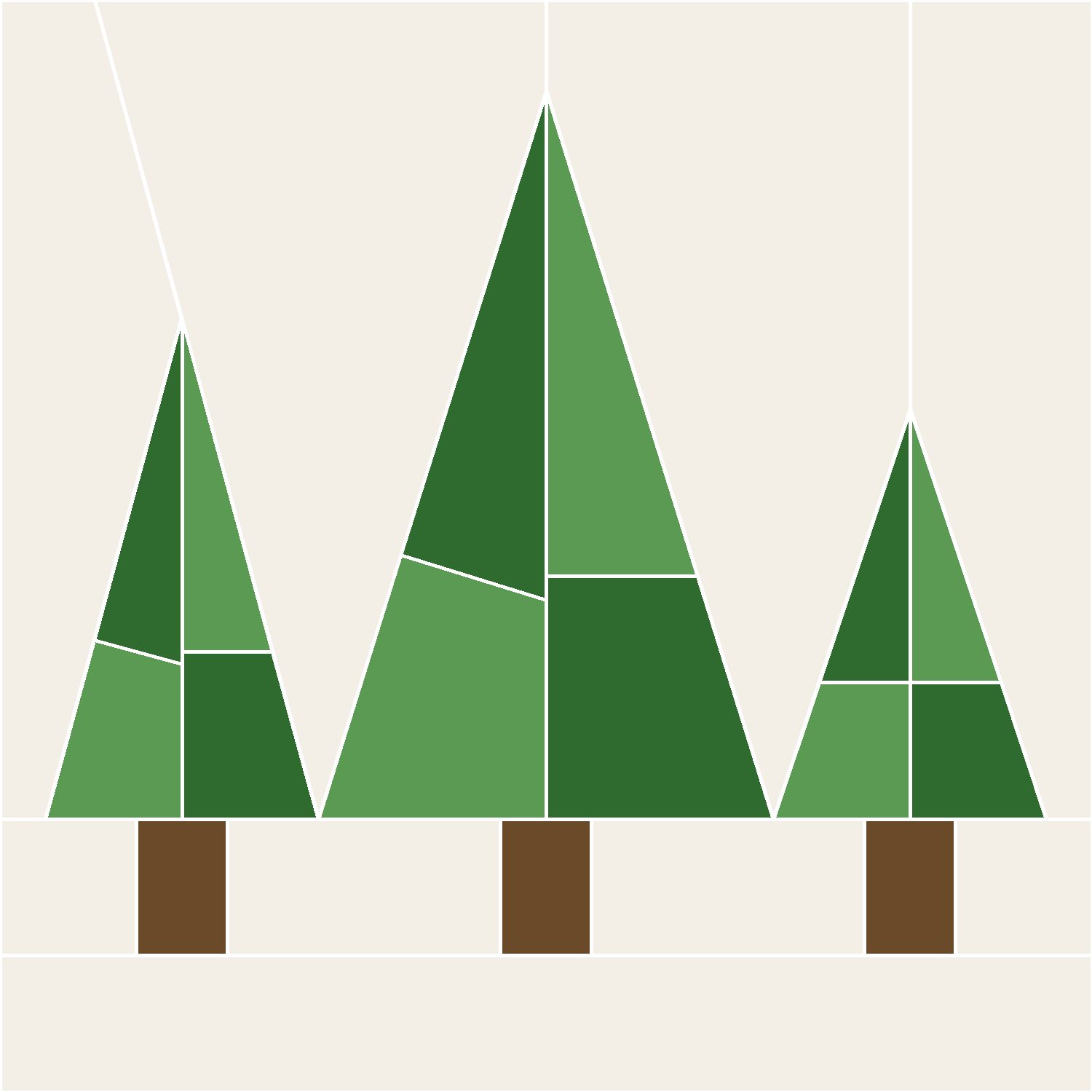 Three Pines Quilt Block Pattern, Advanced cut