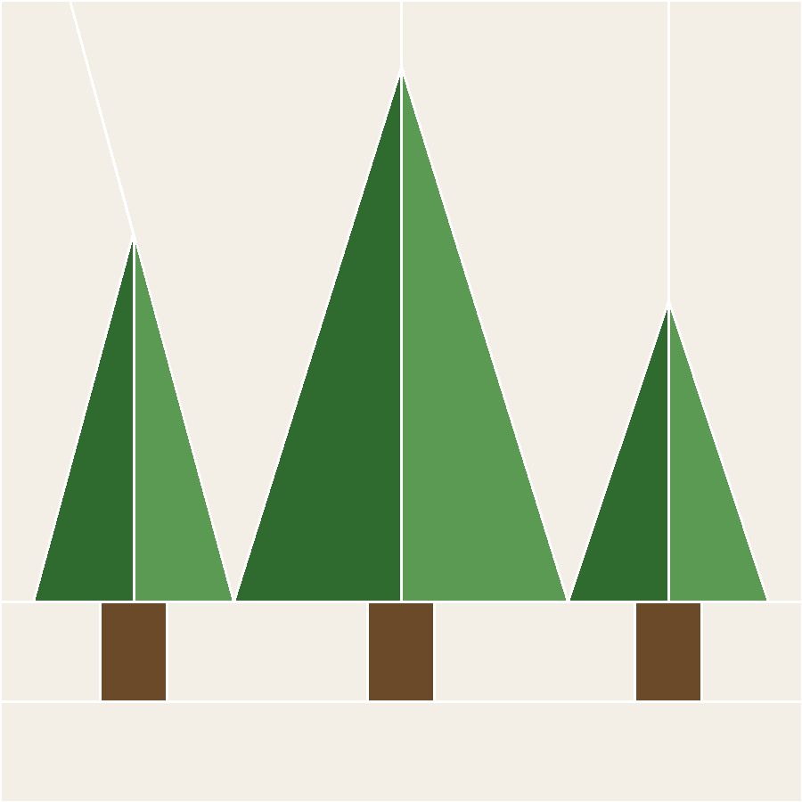 Three Pines Quilt Block Pattern with every seam line shown