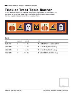 Page 1 of the Trick or Treat Table Runner Pattern PDF