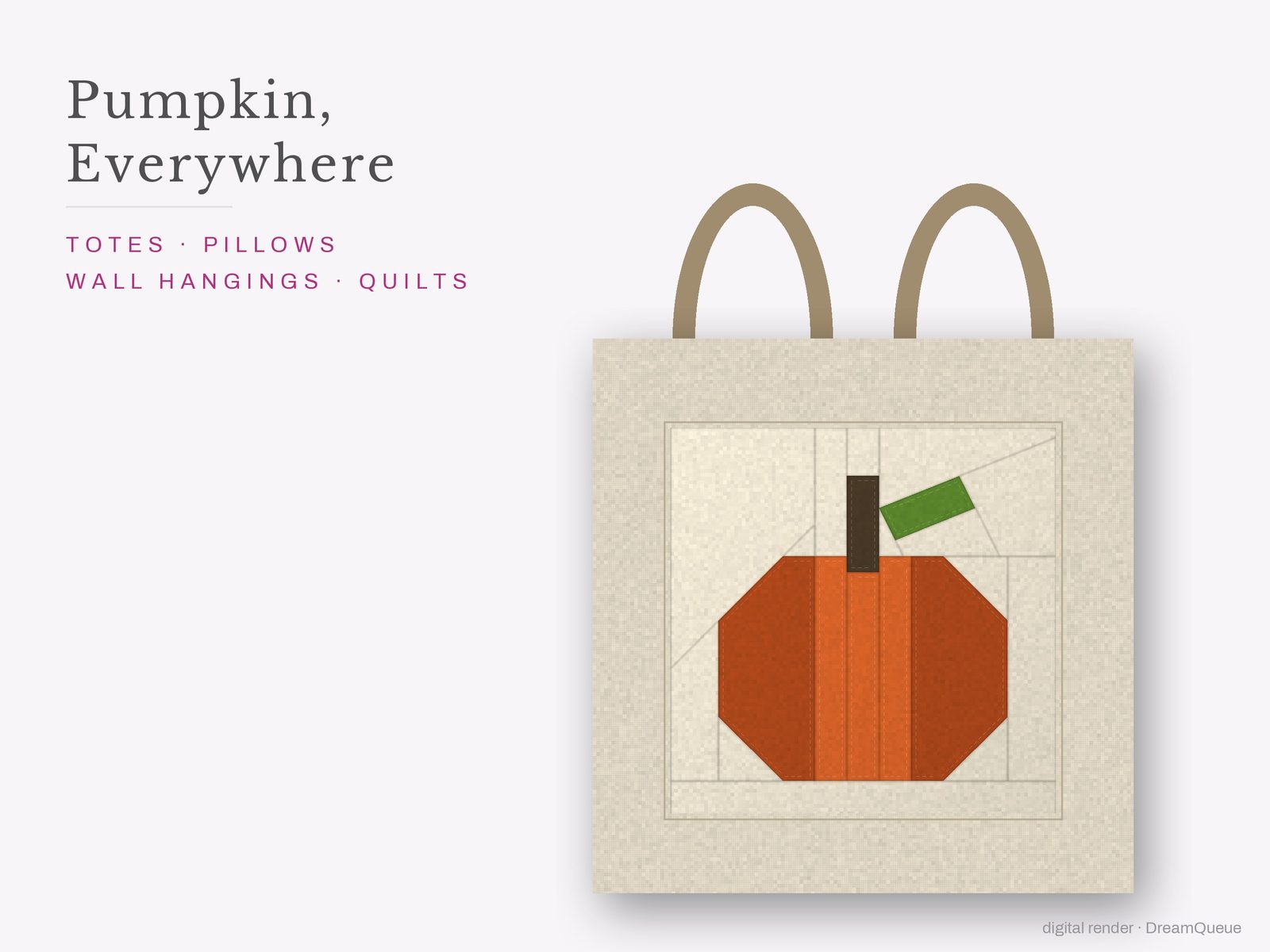 Trick or Treat Table Runner: The Pumpkin quilt block sewn into a tote bag, one idea for totes, pillows, wall hangings and quilts