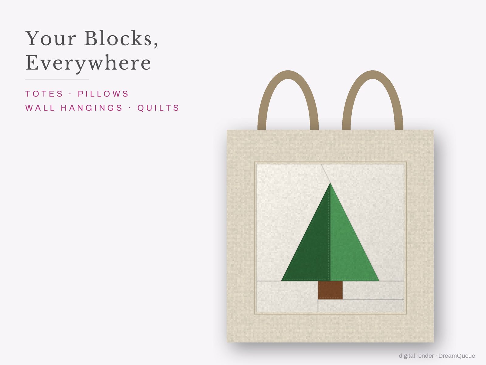 The whole-shop bundle of 56 quilt blocks sewn into a tote bag, one idea for totes, pillows, wall hangings and quilts
