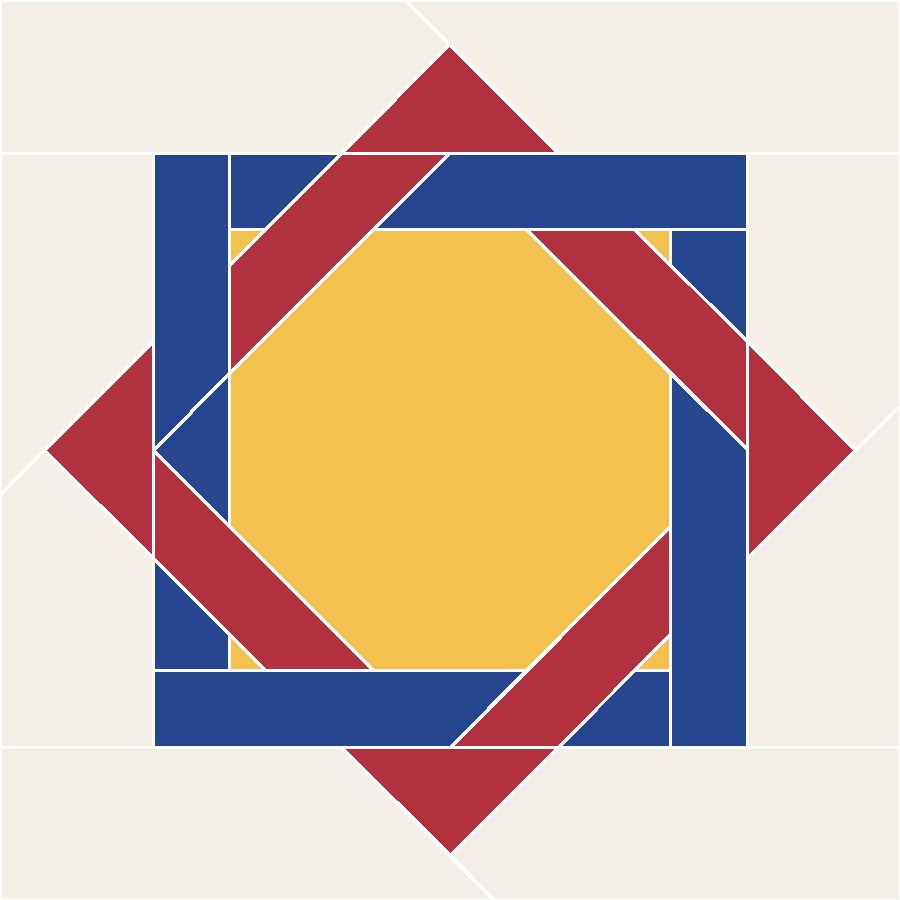 Woven Square Quilt Block Pattern with every seam line shown