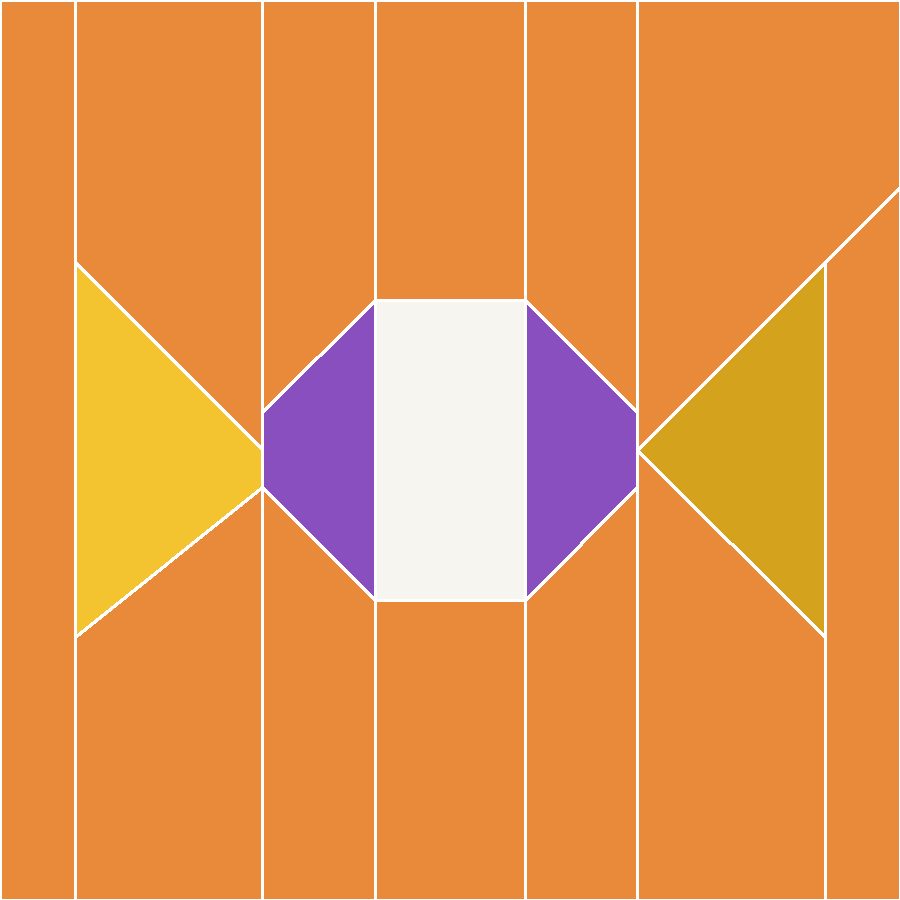 Wrapped Candy Quilt Block Pattern with every seam line shown