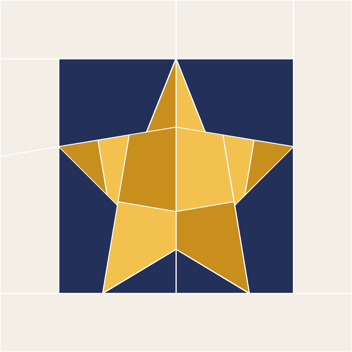 Framed Christmas Star Quilt Block Pattern, Advanced cut